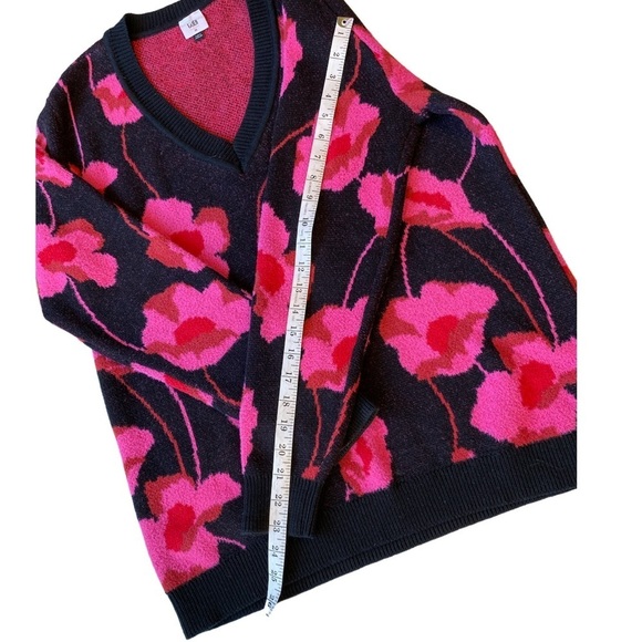 CAbi Black and Pink V-Neck Sweater - Picture 11 of 14